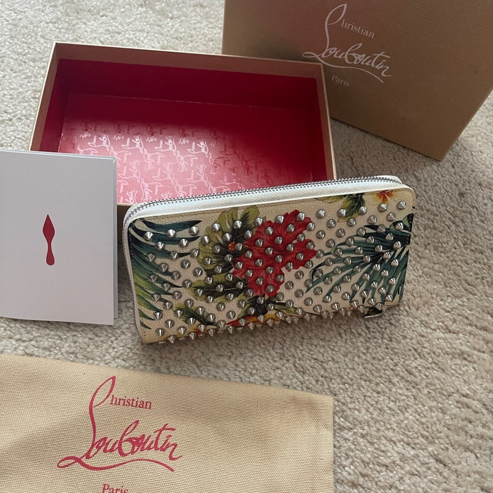 Christian Louboutin, zip around wallet, Hawaiian print leather good condition